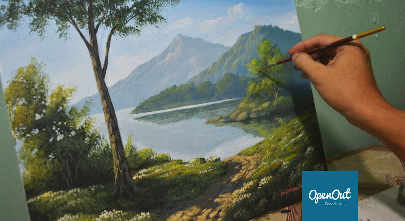 Картины акрилом для начинающих. Пейзаж акрилом на холсте. Левополушарное рисование. Как рисовать большую картину. Картины акрилом для начинающих.