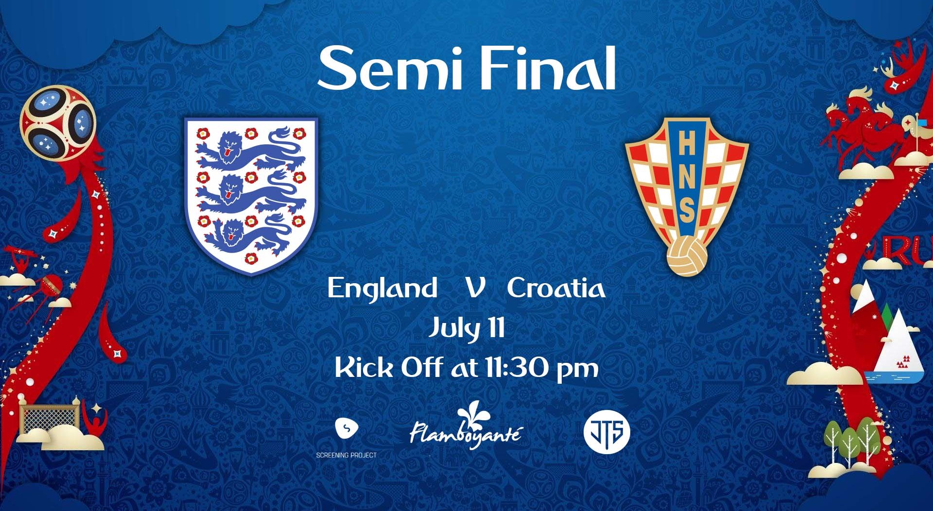 Book tickets to England v Croatia Semifinal Screening Delhi