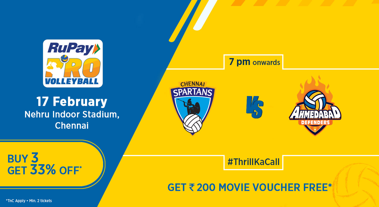 Official Ticketing Partner Chennai Spartans Vs Ahmedabad Defenders