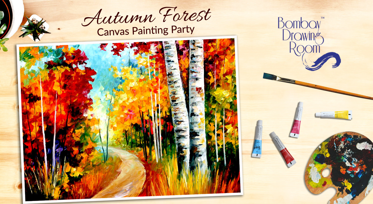 Autumn Forest Canvas Painting Workshop By Bombay Drawing Room 28 Jul 19