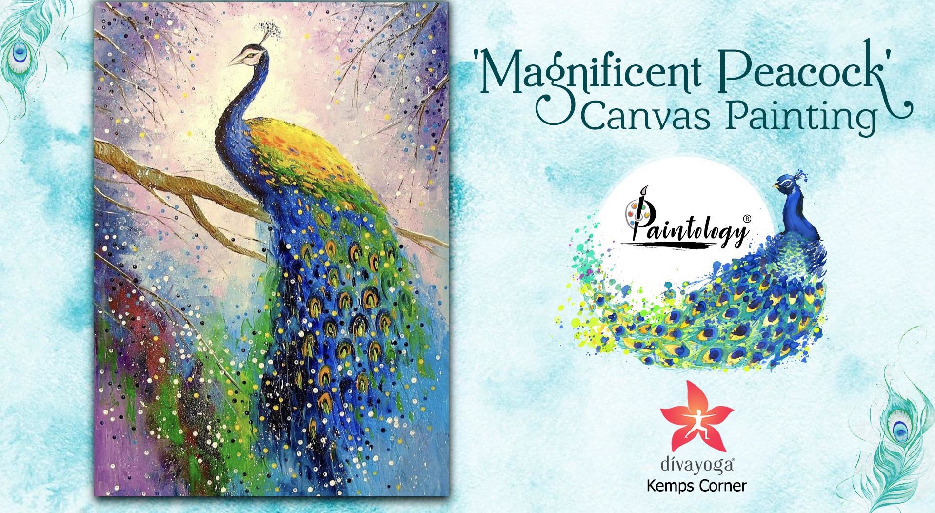 Magnificent Peacock Canvas Painting Party   Rovaizrejvcxwovb29x3 