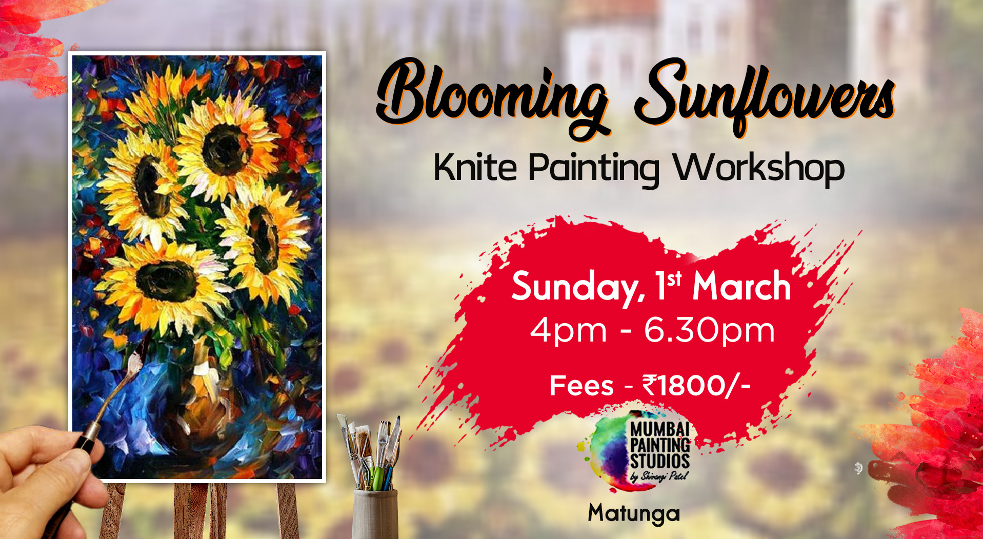 Blooming Sunflowers Knife Painting by Mumbai Painting Studios