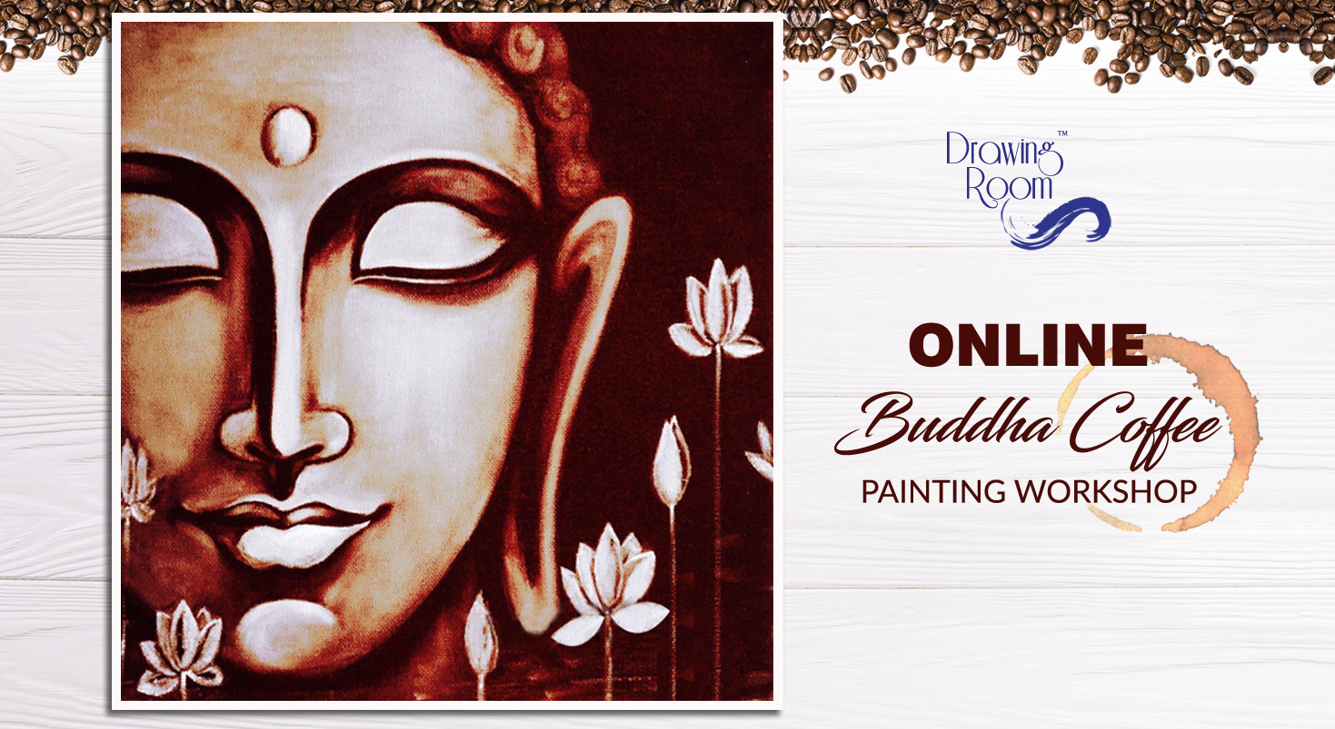 Online Buddha Coffee Painting Workshop by Drawing Room - Painting ...