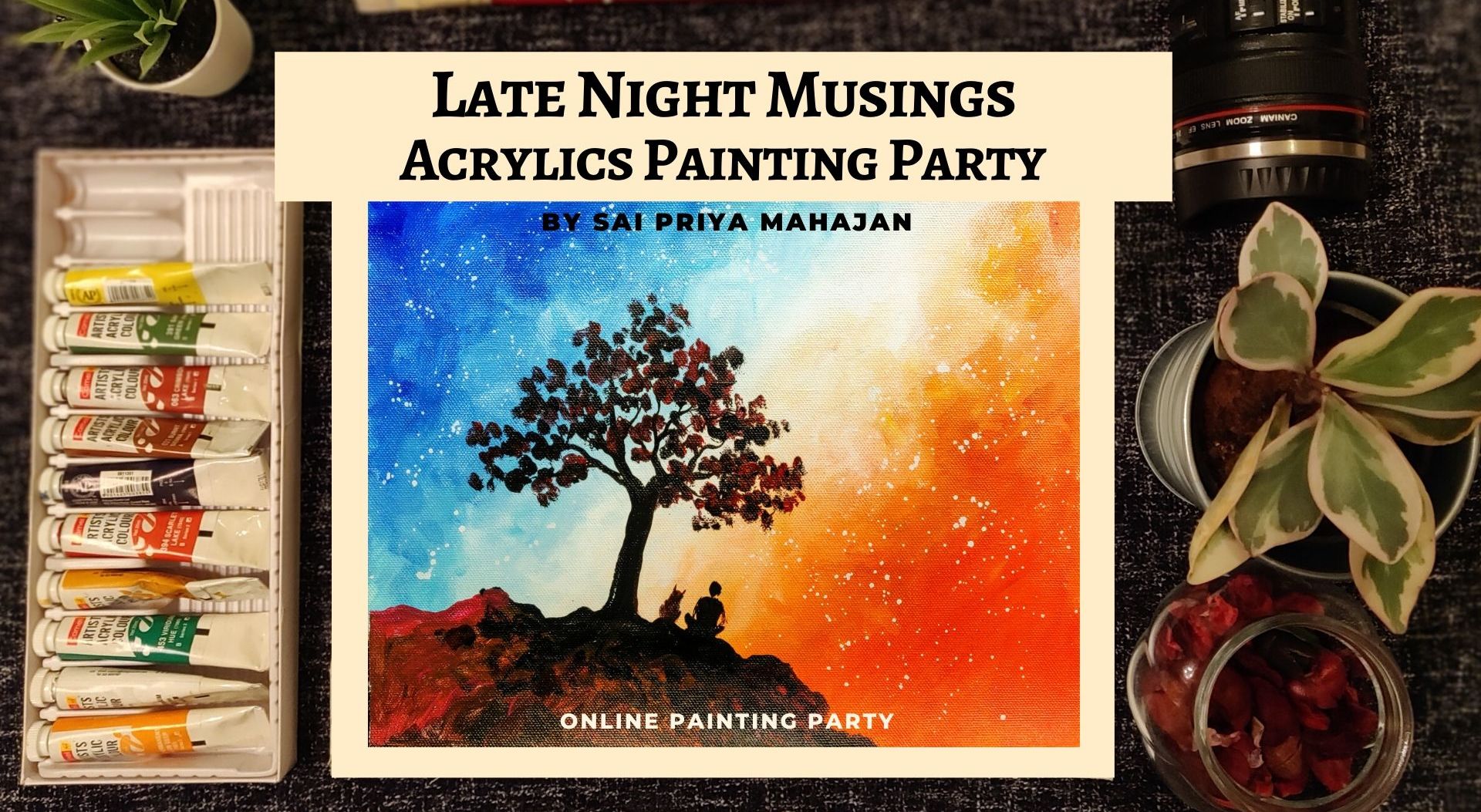Night Sky Online Painting Party Acrylics, 15th May, Fri night 9pm