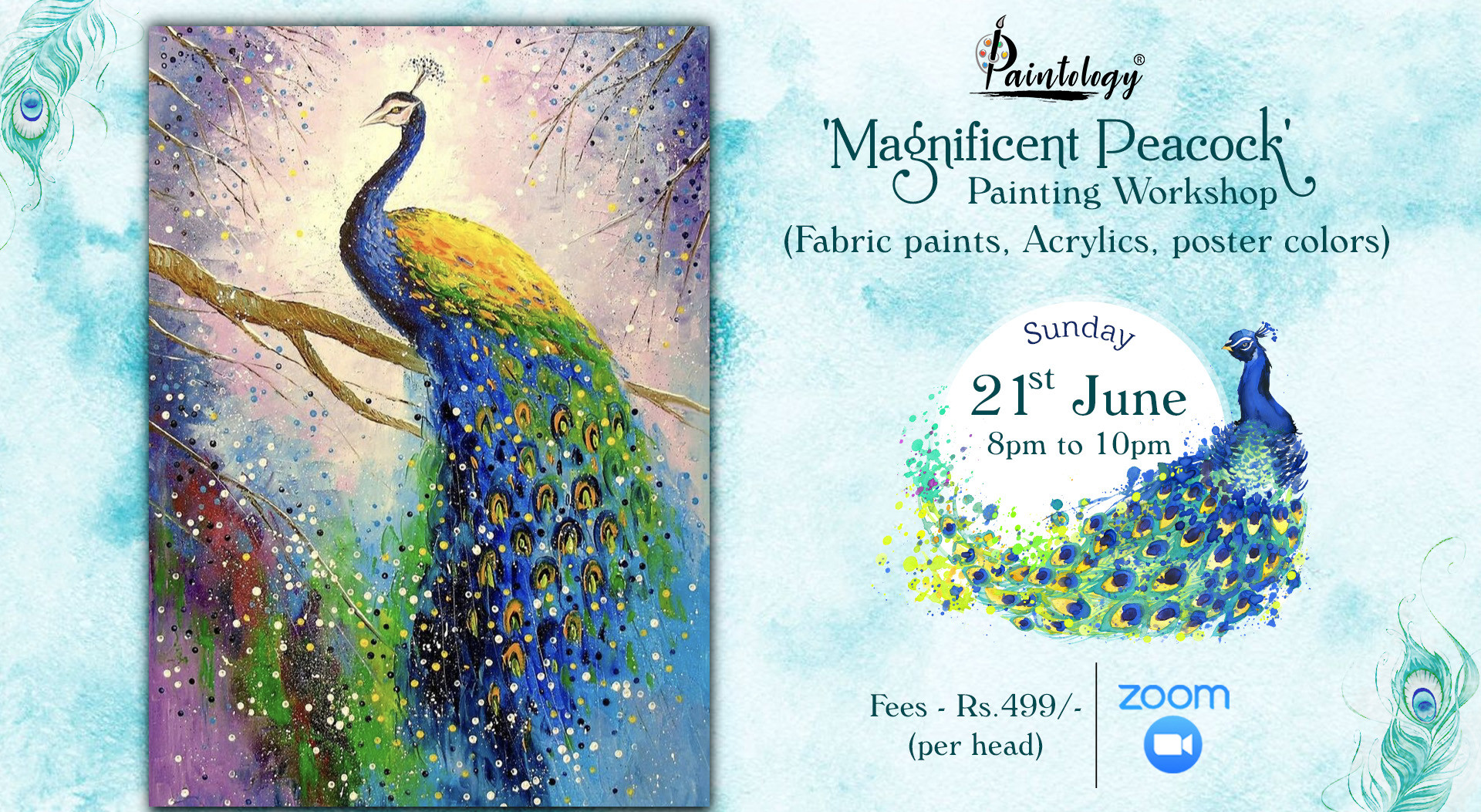 'Magnificent Peacock' Sponge + brush painting