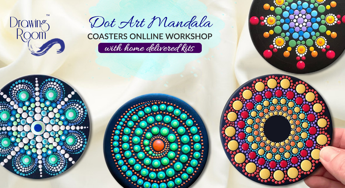 Dot Art Mandala Coasters Online Workshop with Home Delivered Kits
