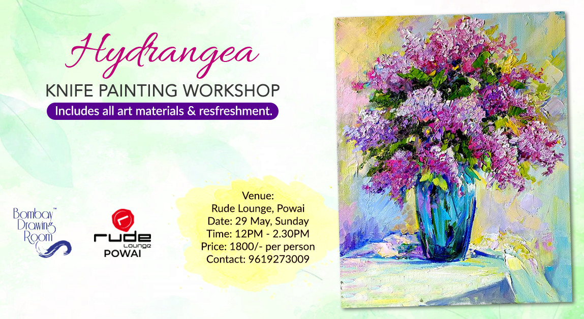 Hydrangea Knife Painting by Bombay Drawing Room Painting