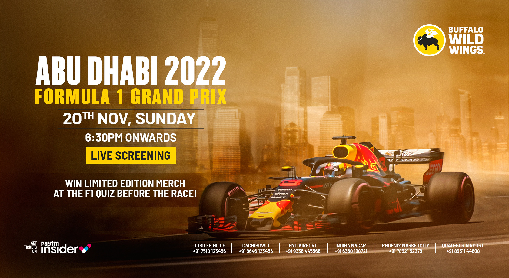 Formula One Abu Dhabi GP Live Screening at BWW Hyd Airport