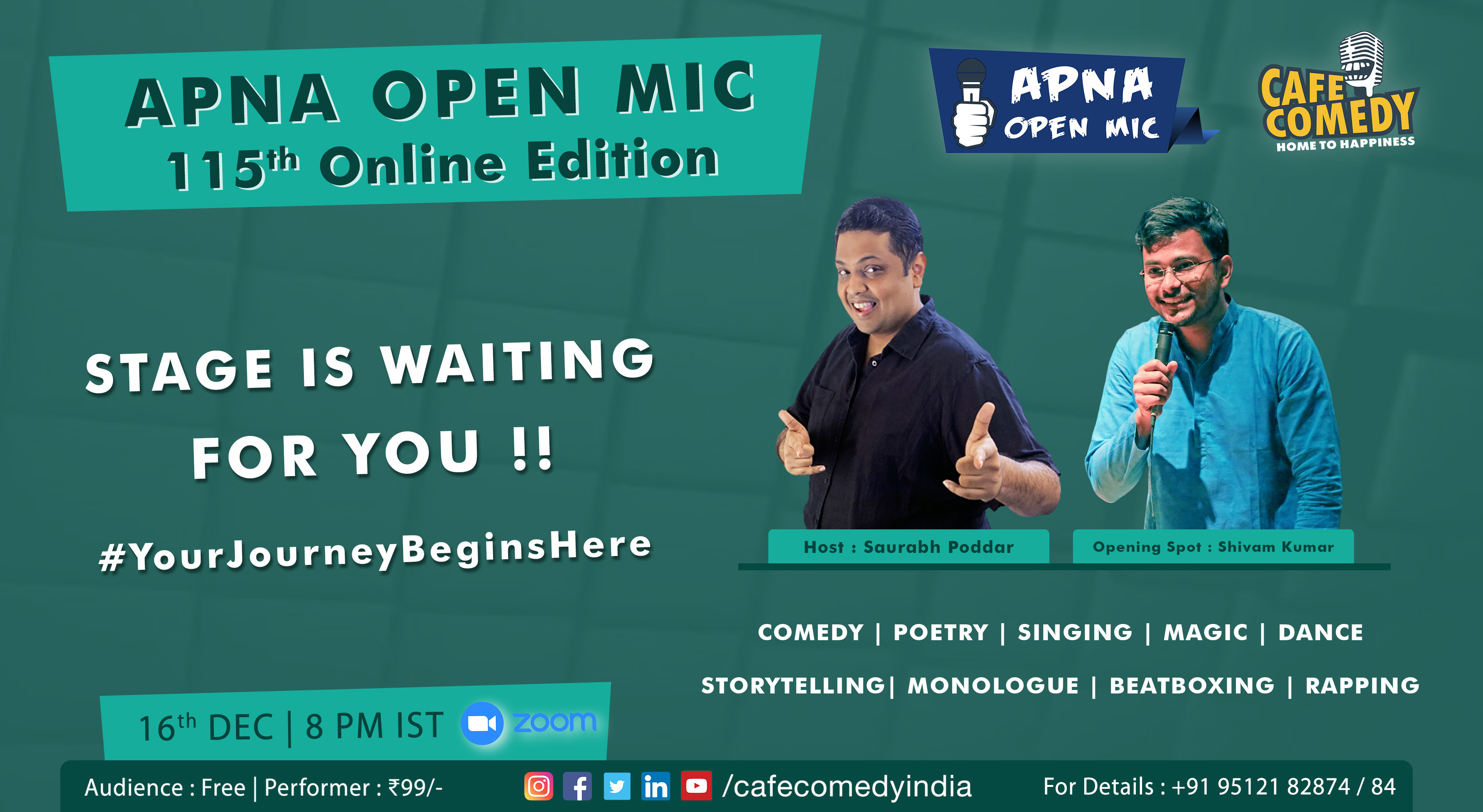 Apna Open Mic 115th Online Edition (By Cafe Comedy)