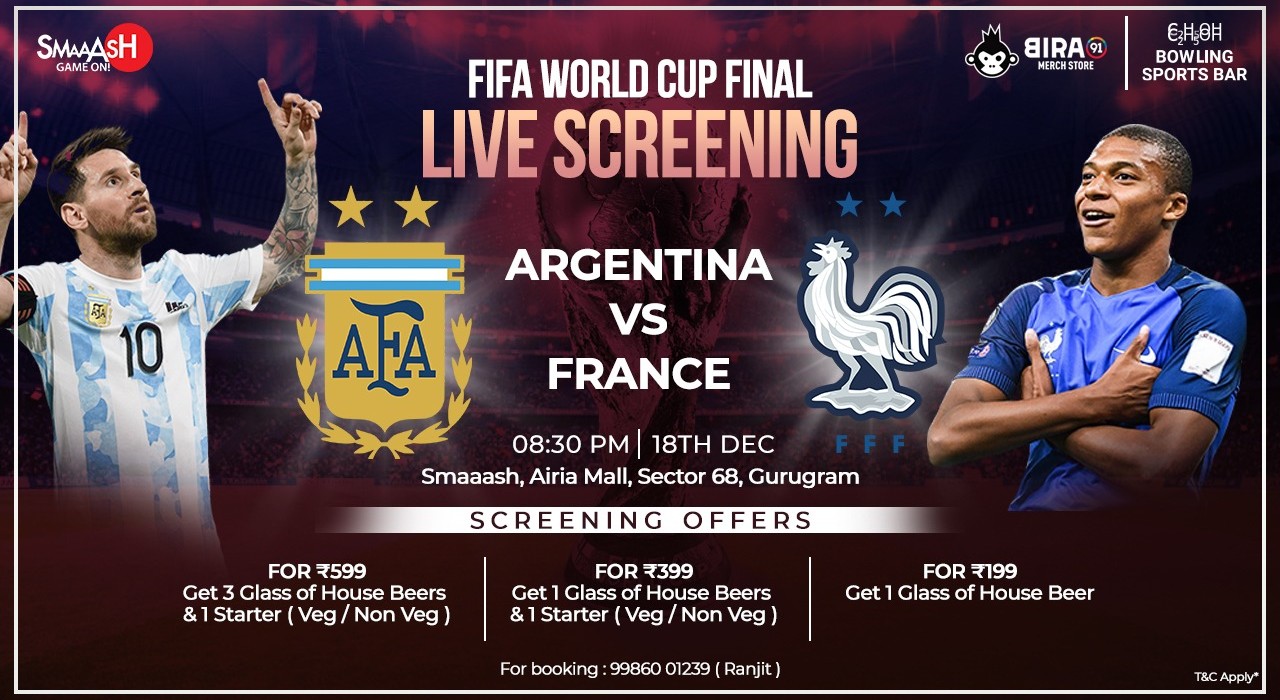 ARGENTINA VS FRANCE FIFA WORLD CUP FINAL LIVE SCREENING,GURUGRAM
