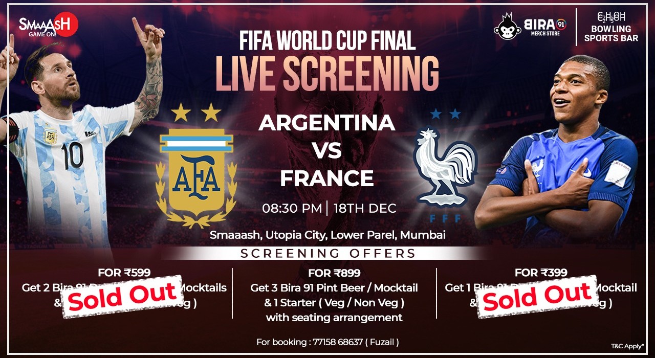 ARGENTINA VS FRANCE FIFA WORLD CUP FINAL LIVE SCREENING,MUMBAI