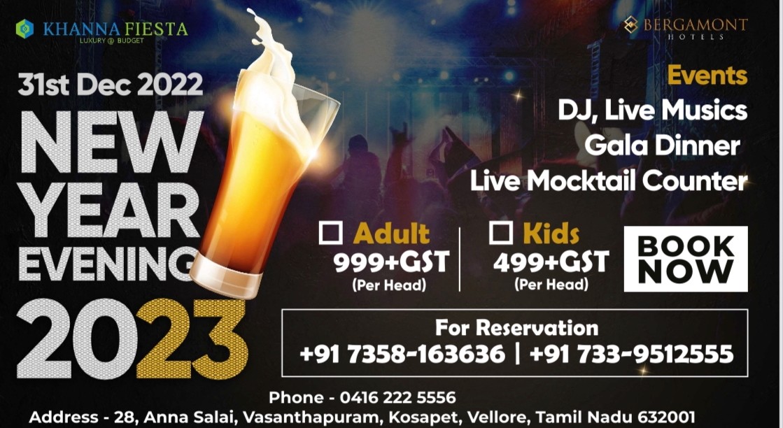 NEW YEAR 2023 WITH DJ, GALA DINNER | NYE 2023