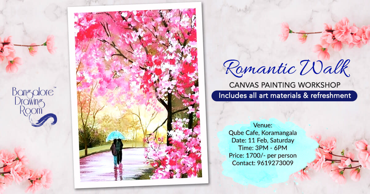 Romantic Walk Canvas Painting by Bangalore Drawing Room