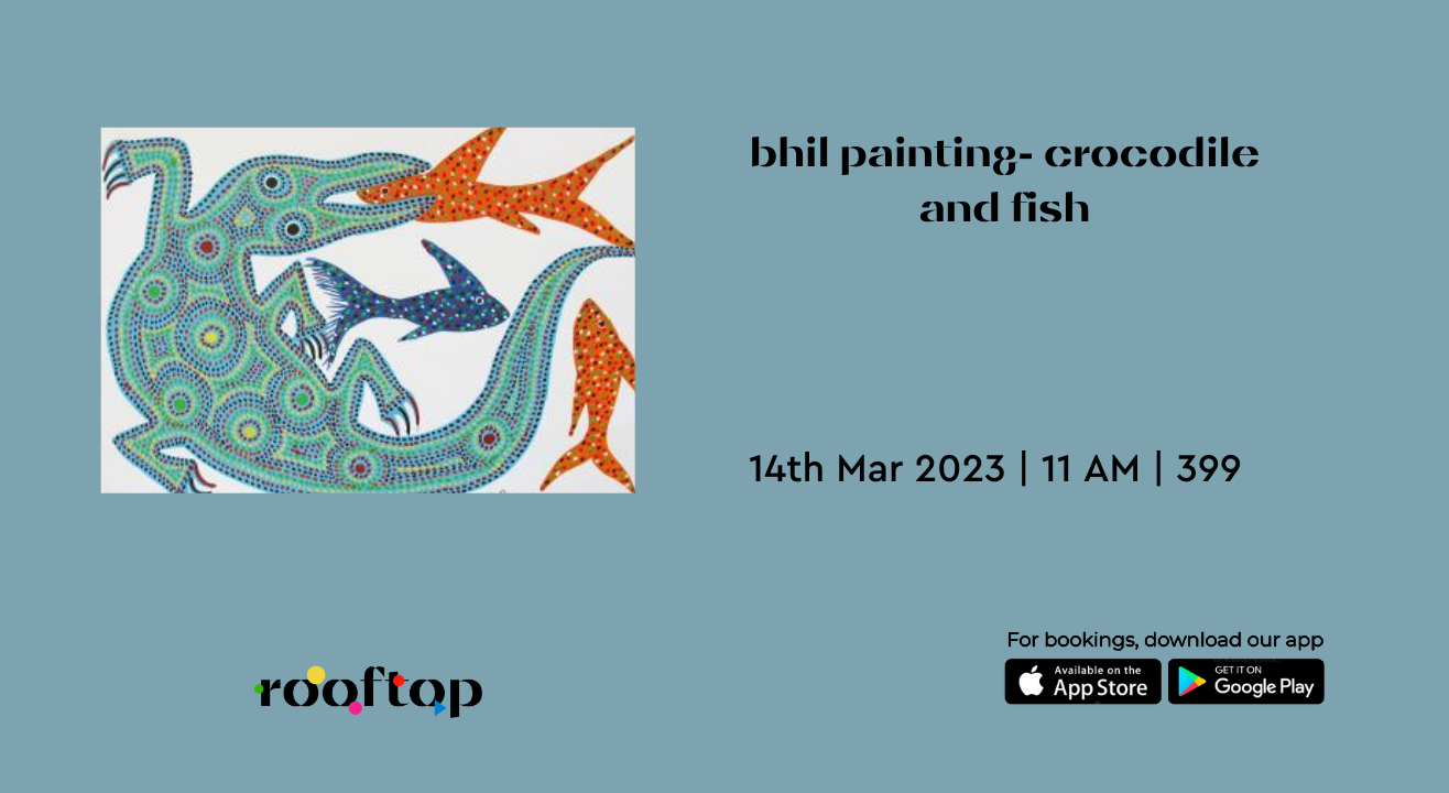 Bhil Painting- Crocodile and Fish