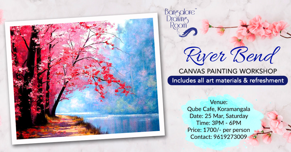River Bend Canvas Painting by Bangalore Drawing Room