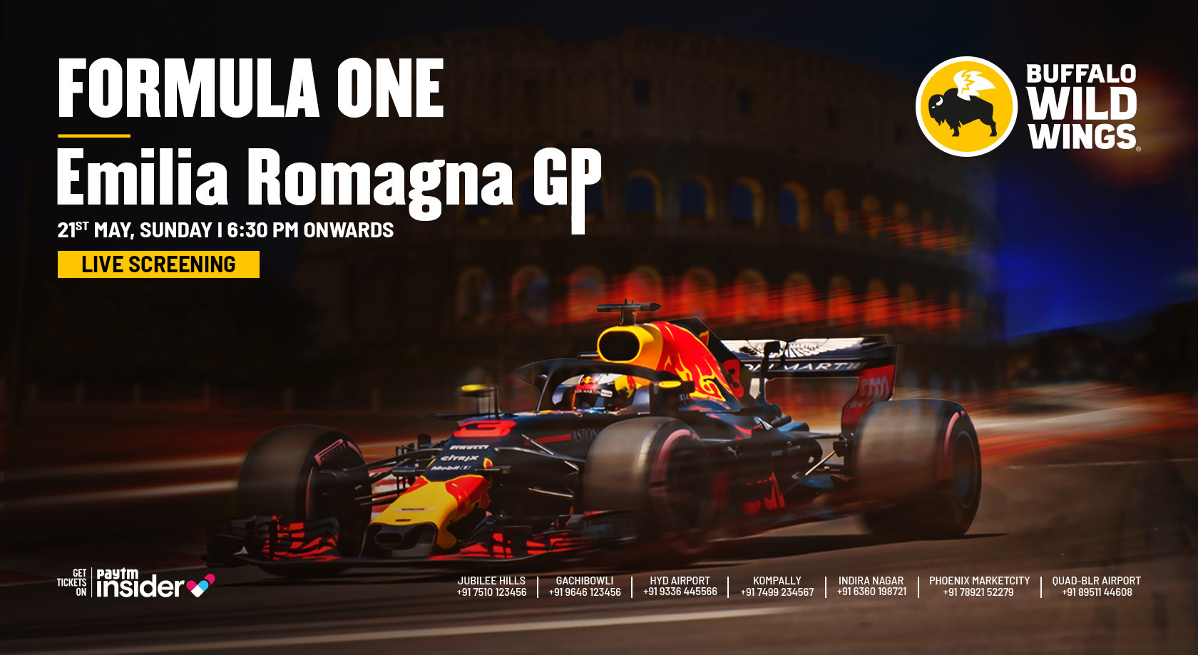 Formula One Emilia Romagna GP Live Screening at BWW Phoenix Marketcity