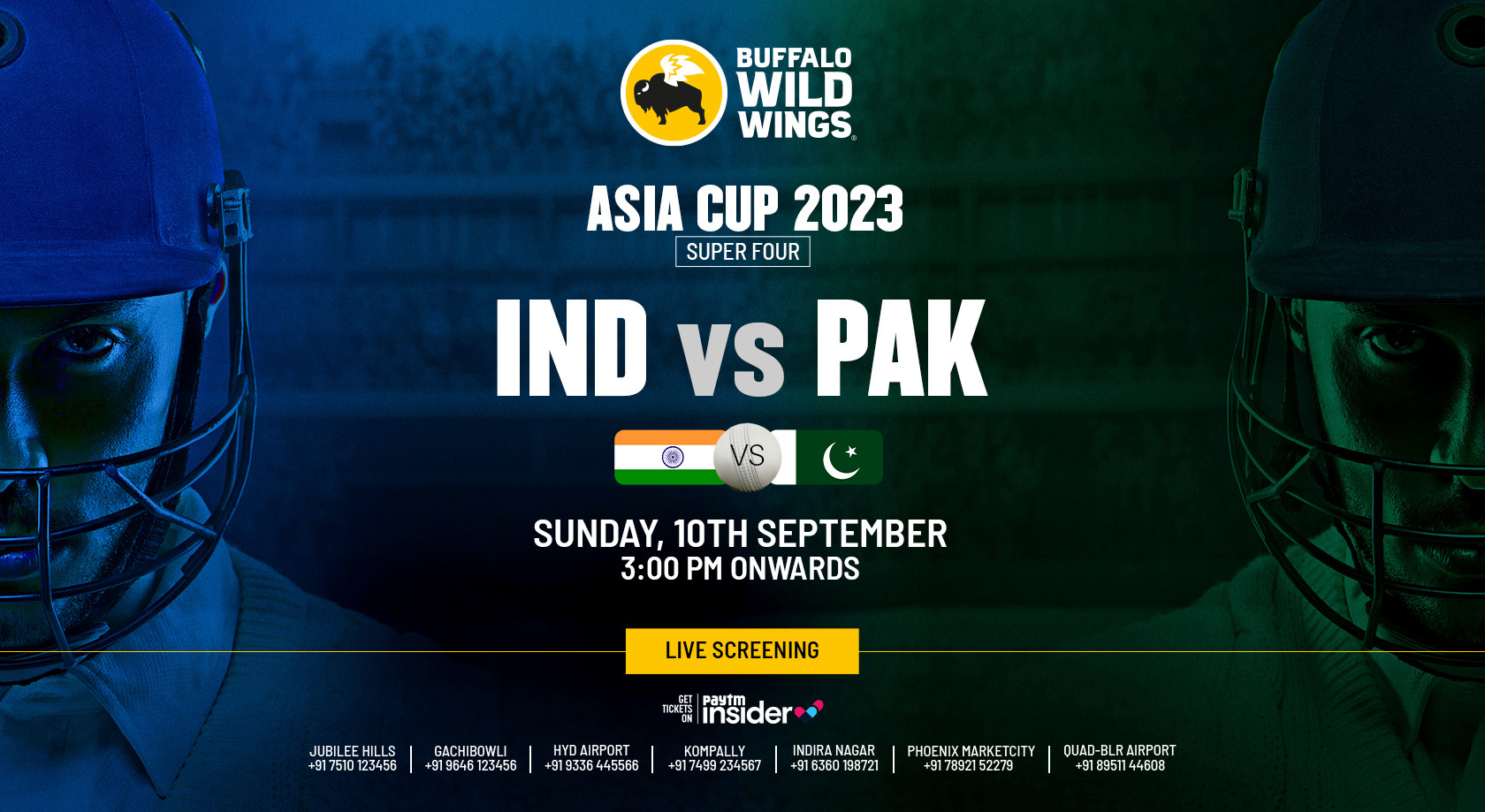 India vs Pakistan ASIA CUP Live Screening BWW Hyd Airport