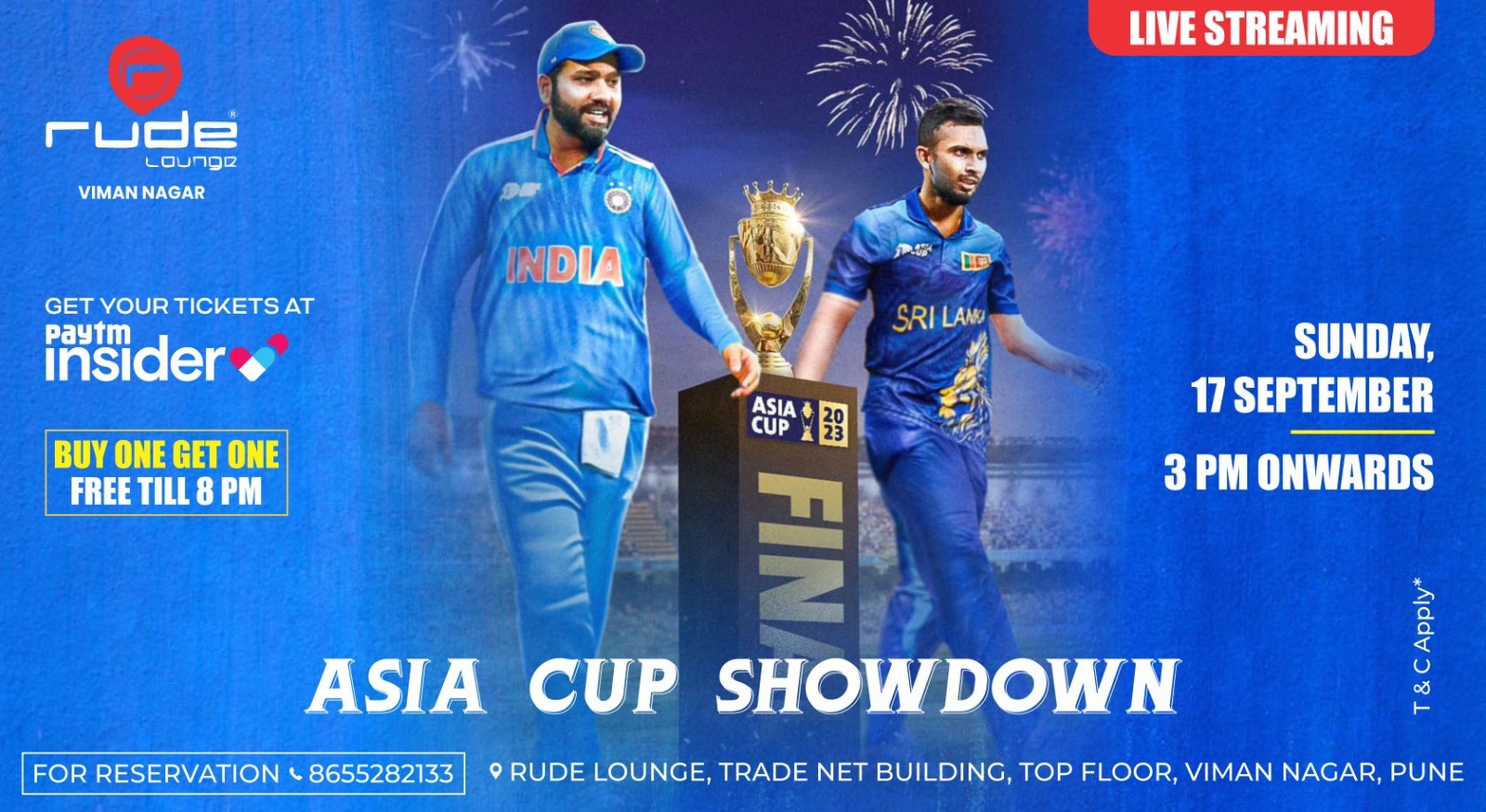 Asia Cup 2023 Final- India Vs Sri Lanka at Rude Lounge Viman Nagar