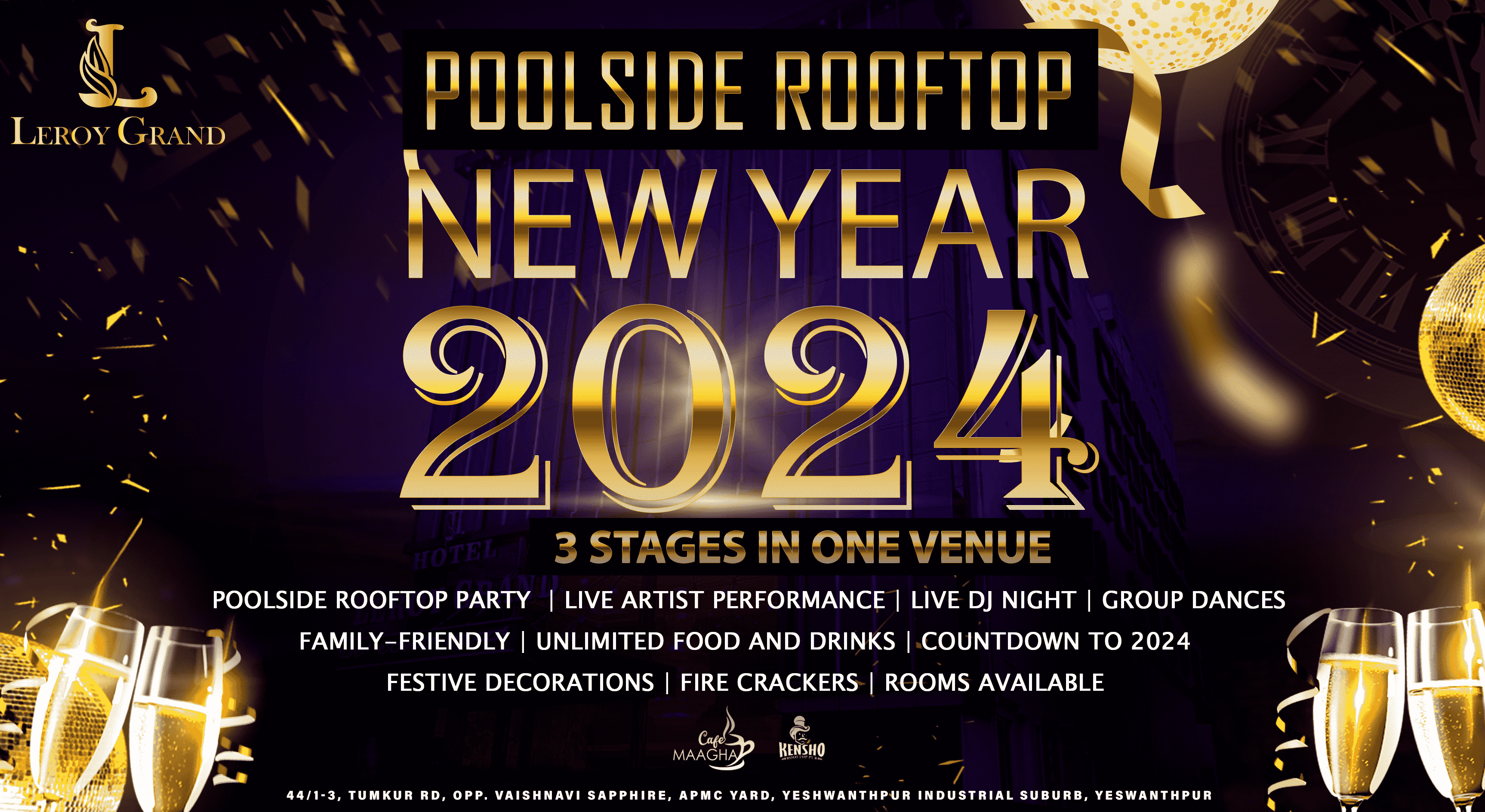 NEW YEAR 2024 PARTY POOLSIDE ROOFTOP NEW YEAR 2024 NY 2024