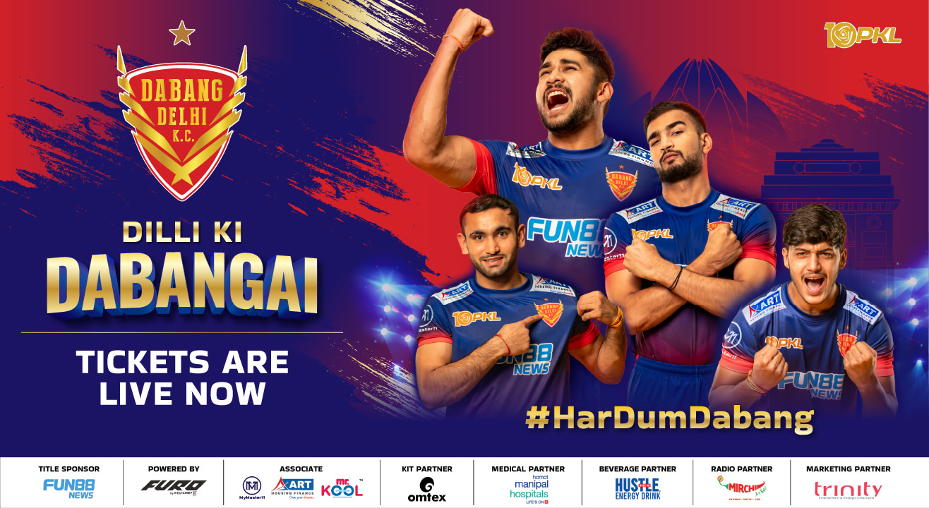 Dabang Delhi K.C. Buy match tickets online for Pro Kabaddi 2024