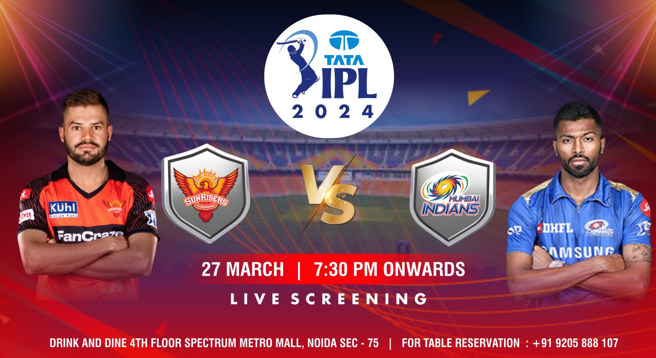 SRH Vs MI IPL 2024 Sunrisers Hyderabad Vs Mumbai Indians (Screening)