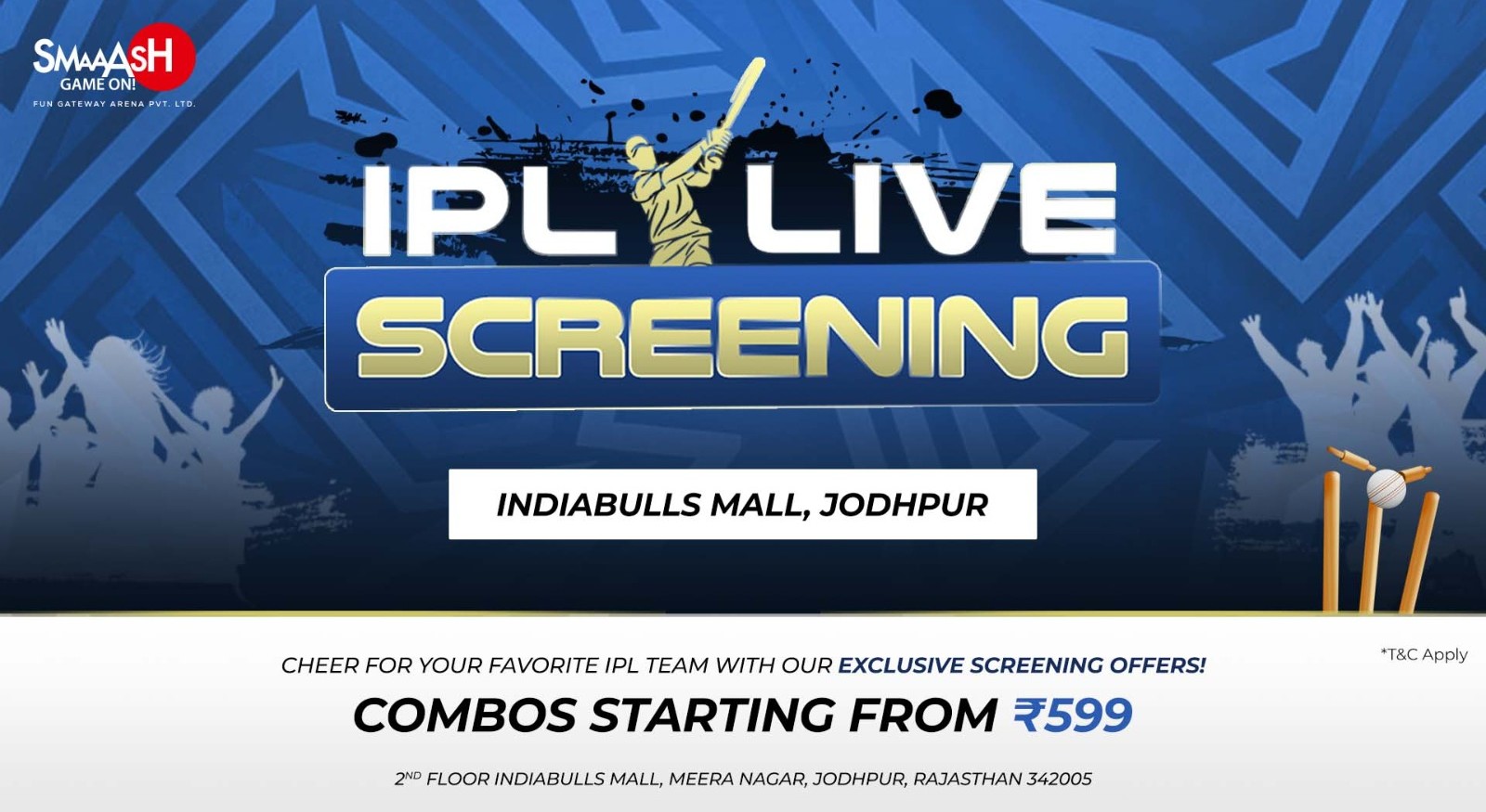 SRH vs MI IPL 2024 LIVE SCREENING SMAASH JODHPUR